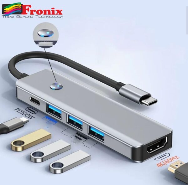 5-in-1 USB-C Hub with 4 USB 3.0 Ports