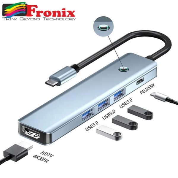 5-in-1 USB-C Hub Adapter with 3 USB 3.0 Ports