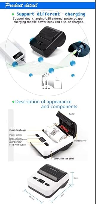 80mm Portable Thermal Label Printer