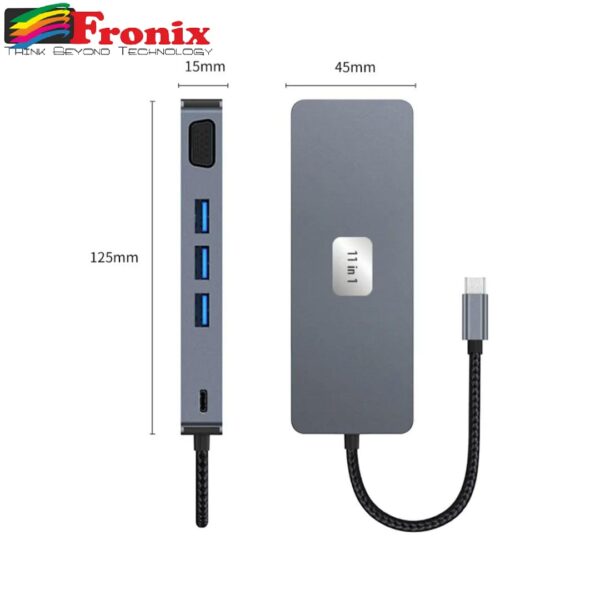 11-in-1 USB-C Hub with 4K HDMI, VGA, Gigabit Ethernet