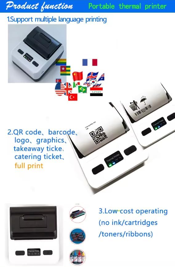 80mm Portable Thermal Label Printer