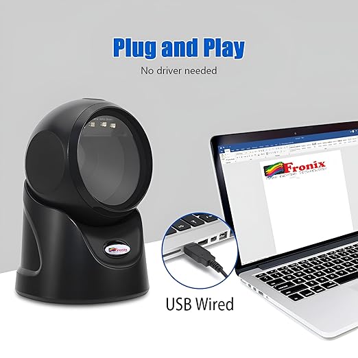 Fronix 1D 2D QR Hands-Free Desktop Barcode Scanner