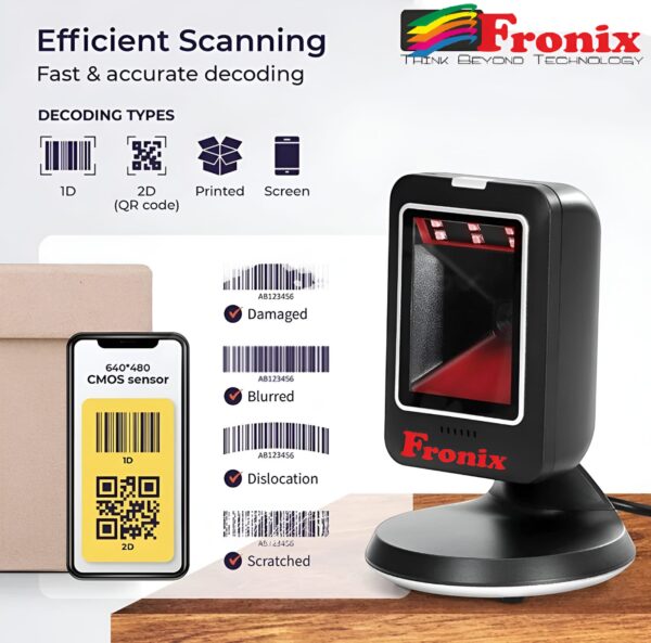 Fronix FB1700 2D/1D/CCD/Laser Wired Desktop Barcode Scanner