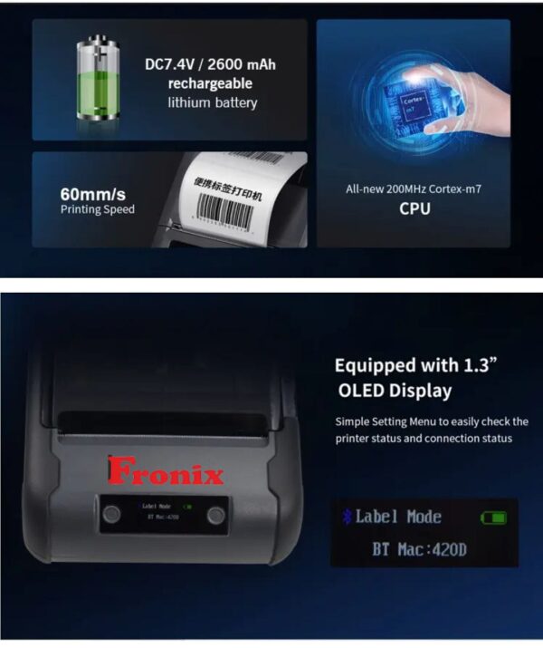 3-Inch Portable Receipt Printer with Display Screen
