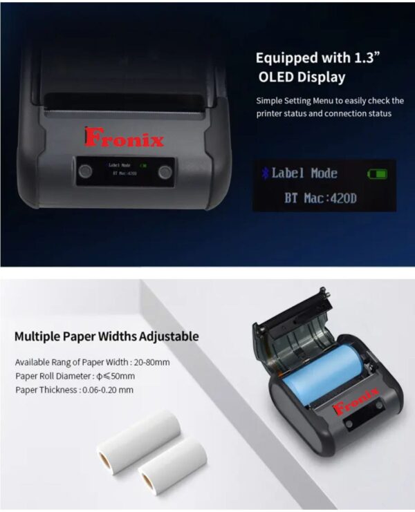 3-Inch Portable Receipt Printer with Display Screen